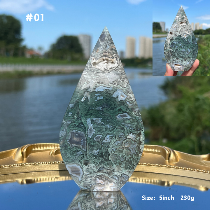 Unique,Moss Agate Teardrop