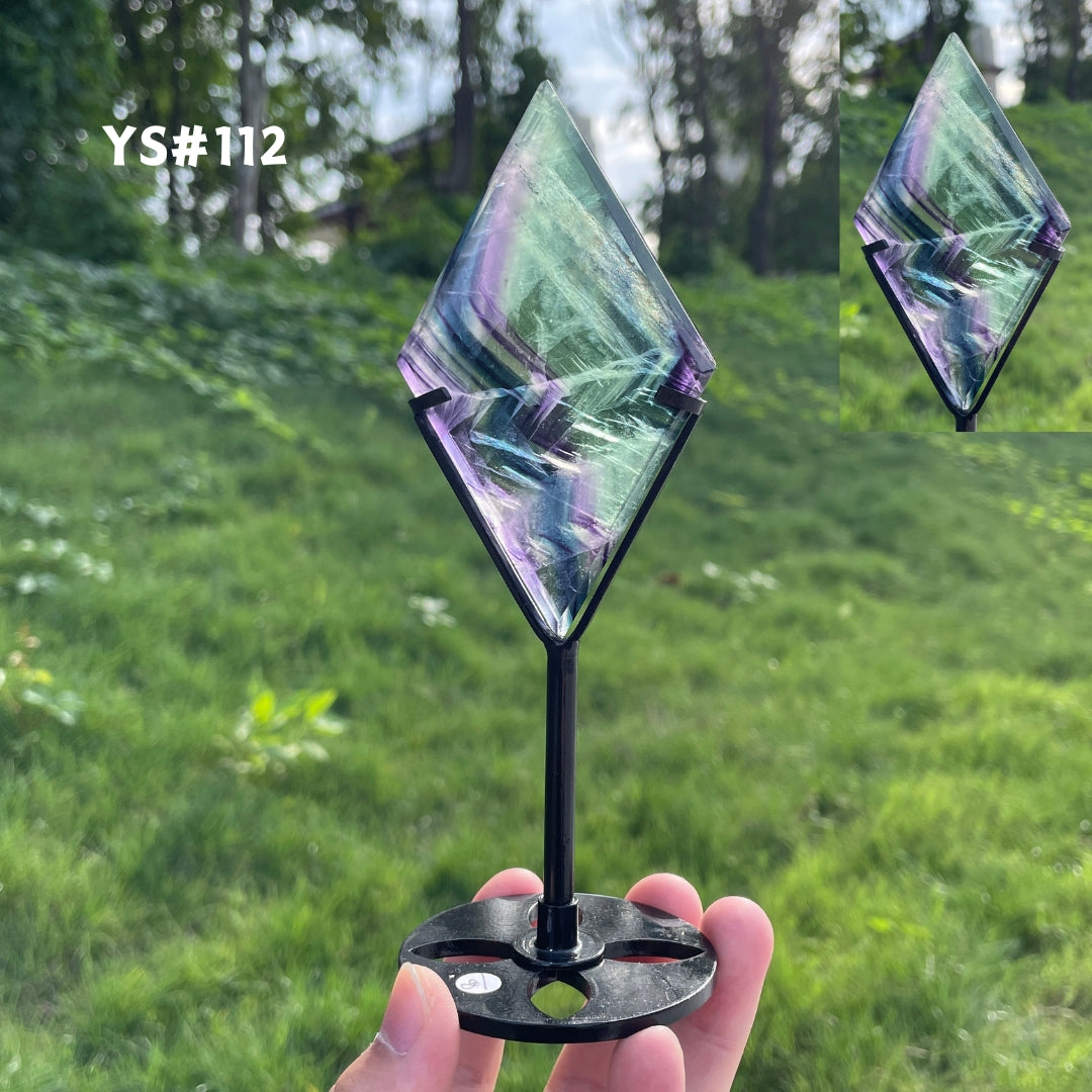 Unique,Rainbow Fluorite Diamond Slice