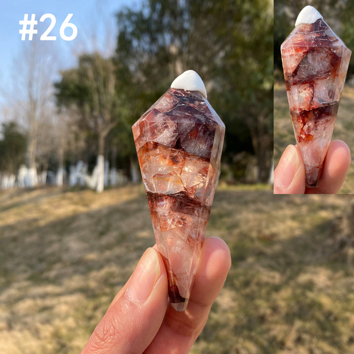 Unique,Natural Crystal Fire Quartz Wand