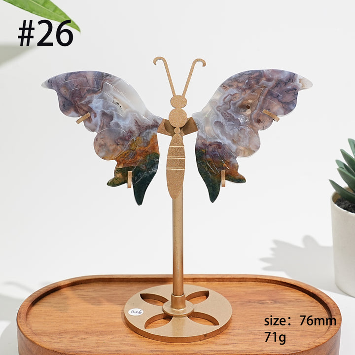 Unique,A Slightly Imperfect Natural Moss Agate Butterfly Wing Display