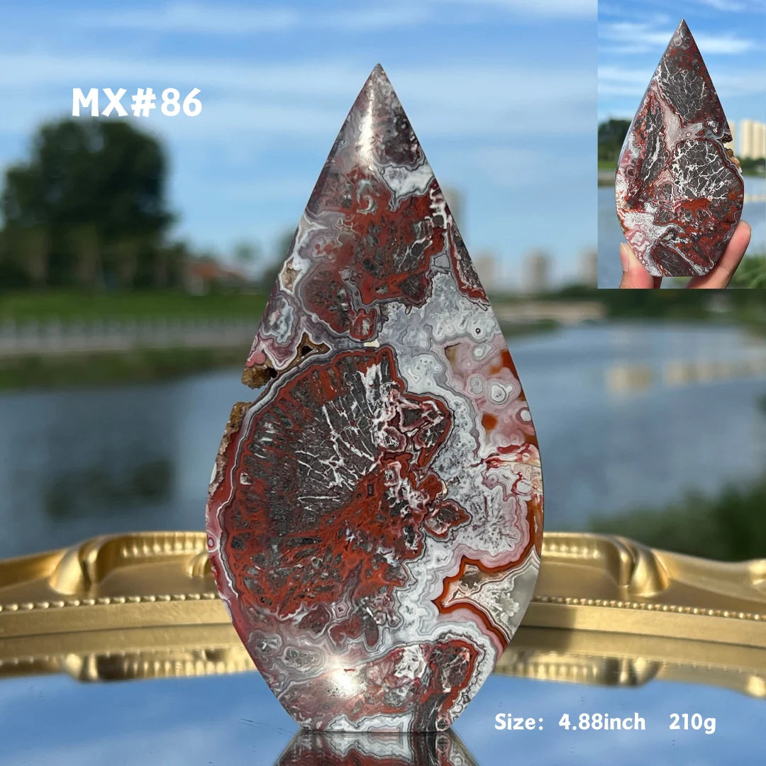 Unique, Mexican Crazy Lace Agate Teardrop