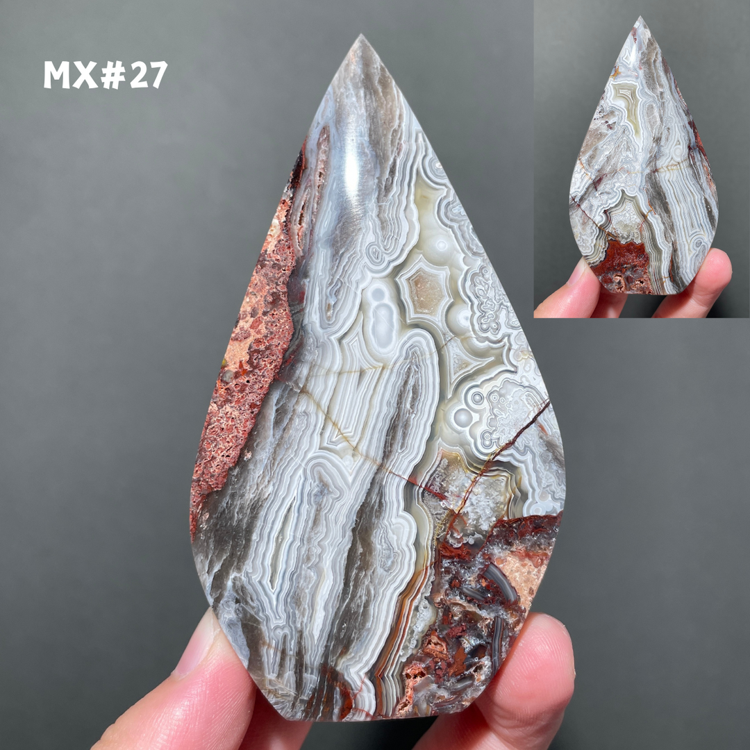 Unique, Mexican Crazy Lace Agate Teardrop