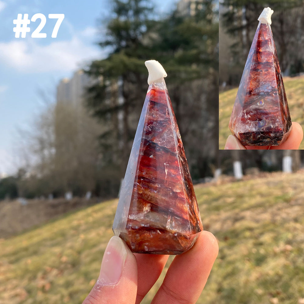 Unique,Natural Crystal Fire Quartz Diamond Tower