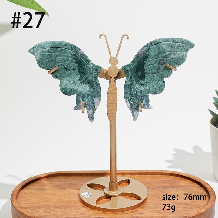 Unique,A Slightly Imperfect Natural Moss Agate Butterfly Wing Display