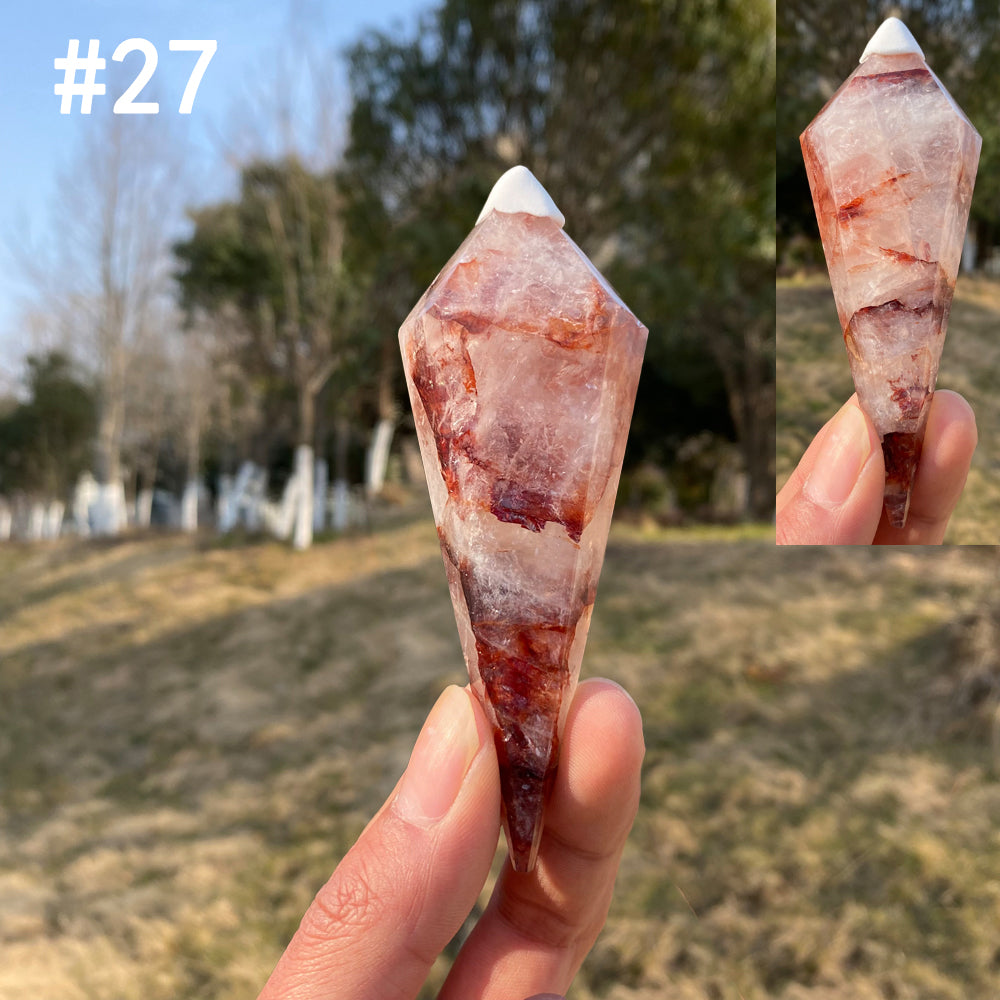 Unique,Natural Crystal Fire Quartz Wand
