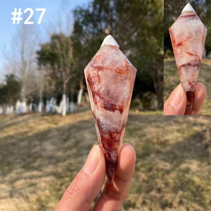 Unique,Natural Crystal Fire Quartz Wand