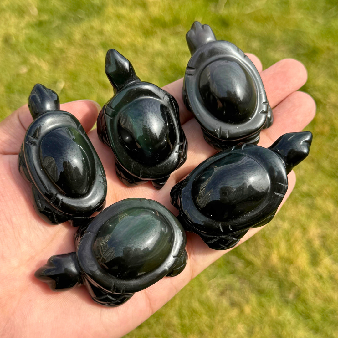 Natural Rainbow Obsidian Turtle