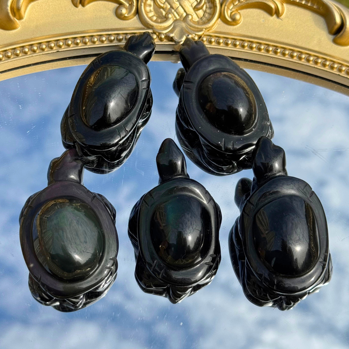 Natural Rainbow Obsidian Turtle