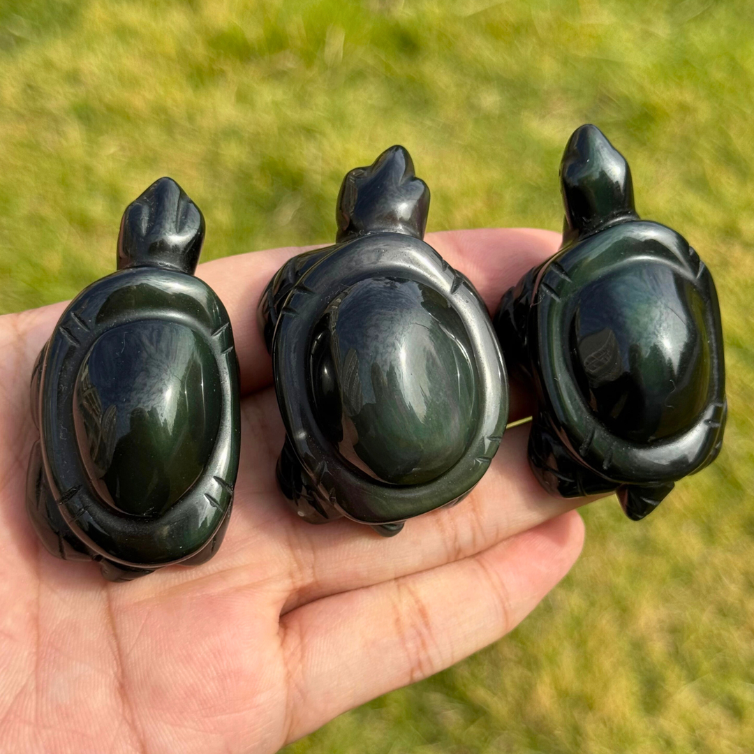 Natural Rainbow Obsidian Turtle