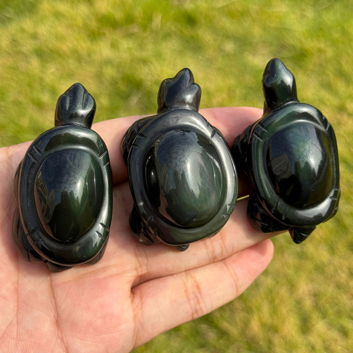 Natural Rainbow Obsidian Turtle