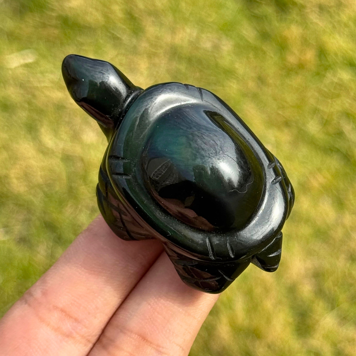 Natural Rainbow Obsidian Turtle