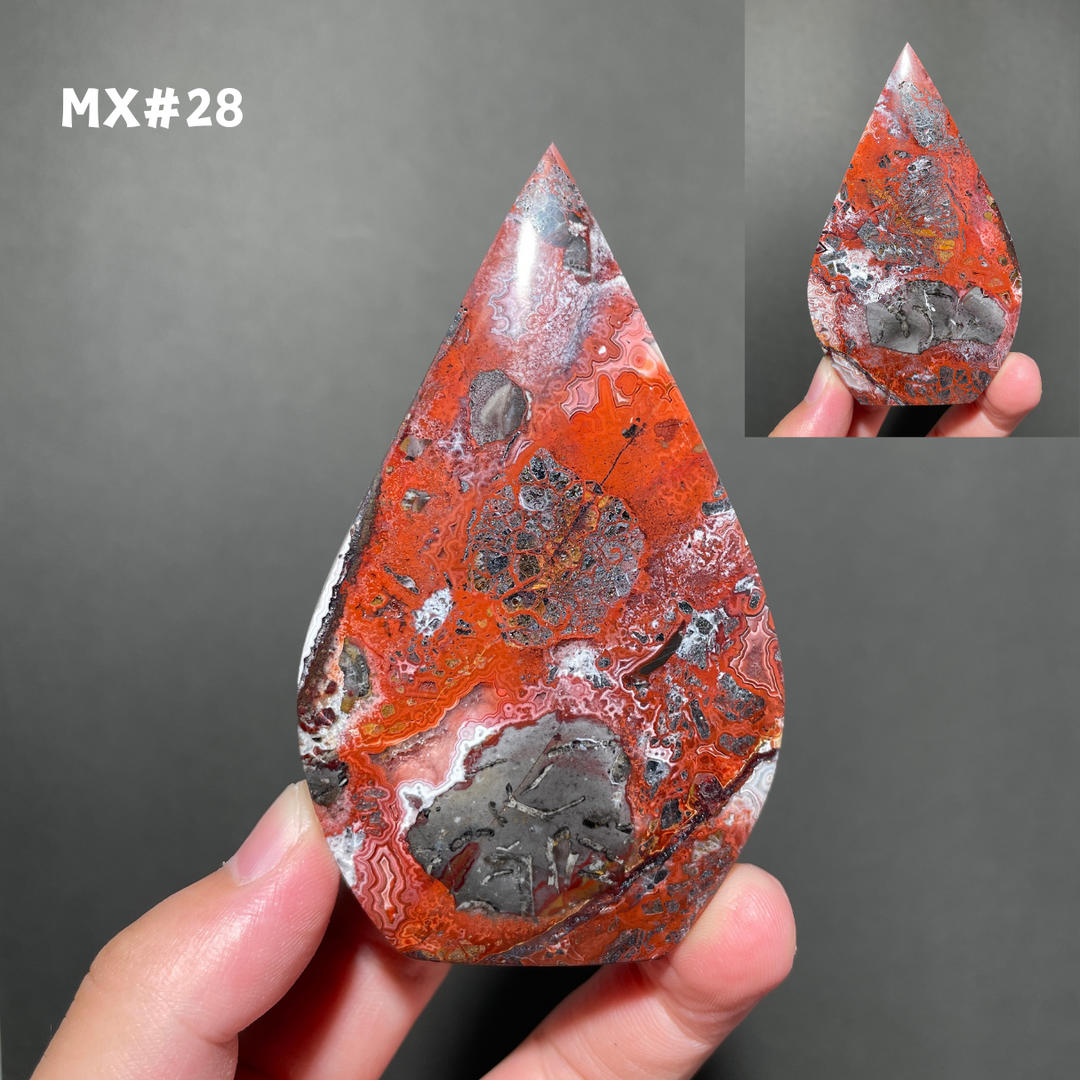 Unique, Mexican Crazy Lace Agate Teardrop