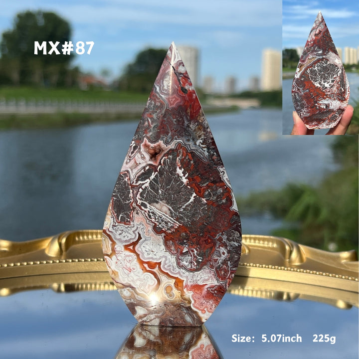 Unique, Mexican Crazy Lace Agate Teardrop