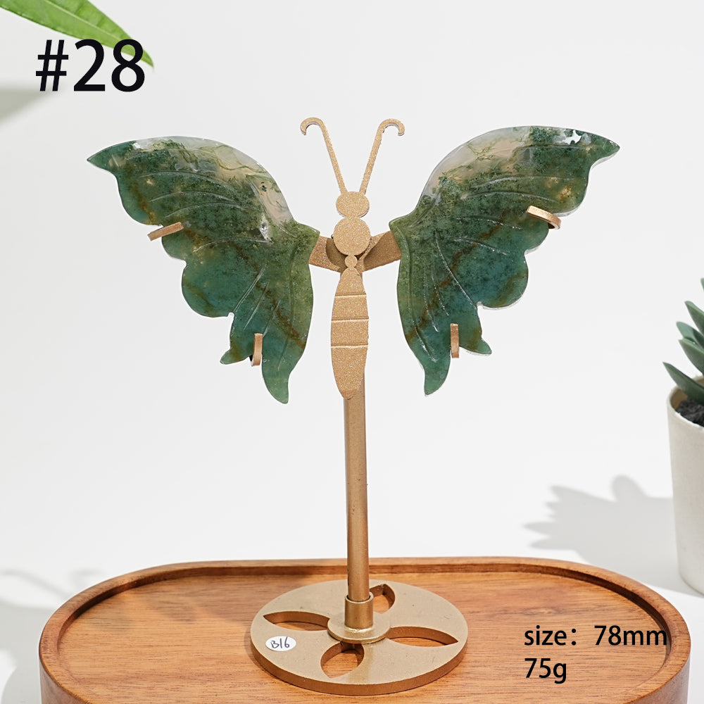 Unique,A Slightly Imperfect Natural Moss Agate Butterfly Wing Display
