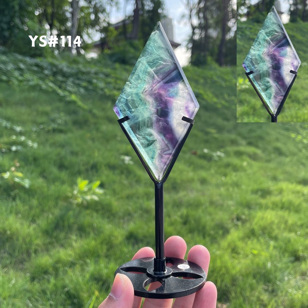 Unique,Rainbow Fluorite Diamond Slice