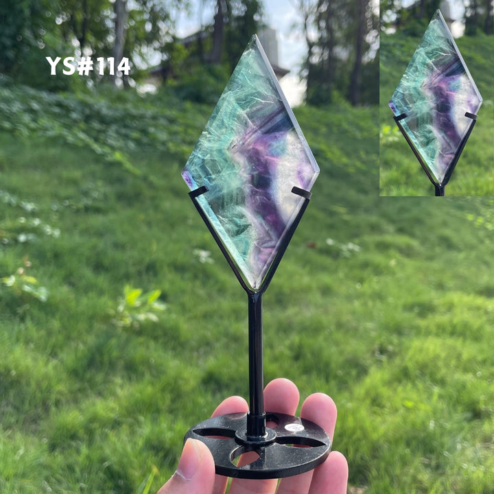 Unique,Rainbow Fluorite Diamond Slice