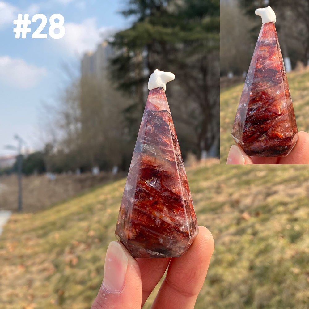 Unique,Natural Crystal Fire Quartz Diamond Tower