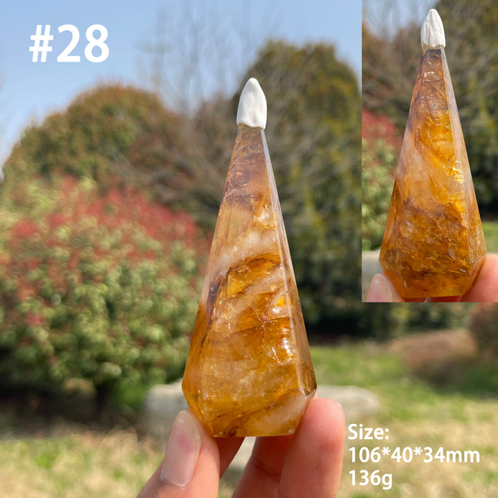 Unique,Natural Crystal Golden Healer Diamond Tower