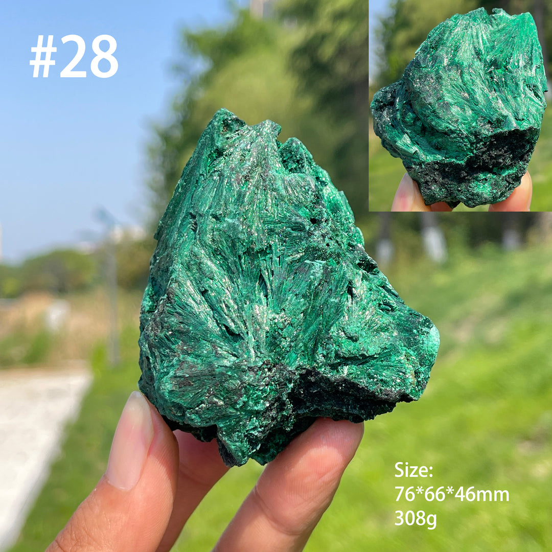Unique,Natural Crystal Acicular Malachite Raw