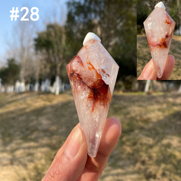 Unique,Natural Crystal Fire Quartz Wand