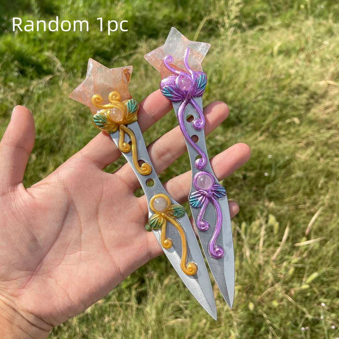 Natural Crystal Star & Moon Magical Dagger