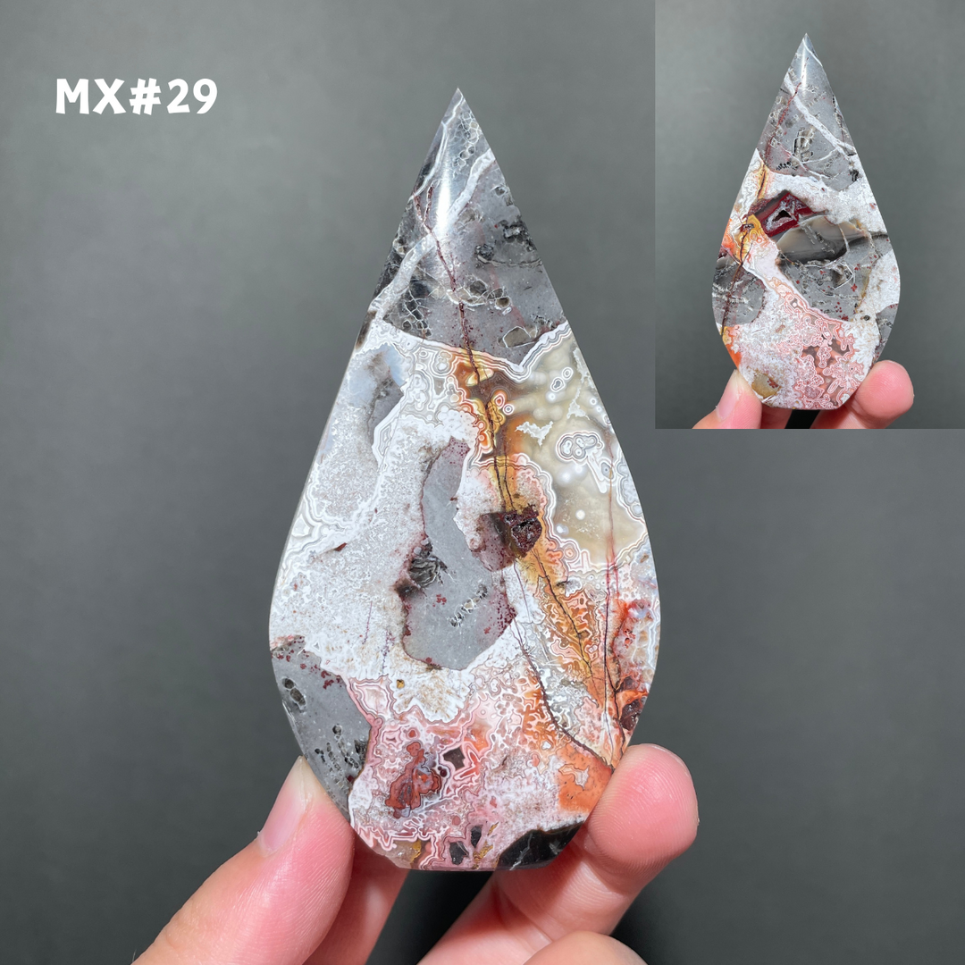 Unique, Mexican Crazy Lace Agate Teardrop