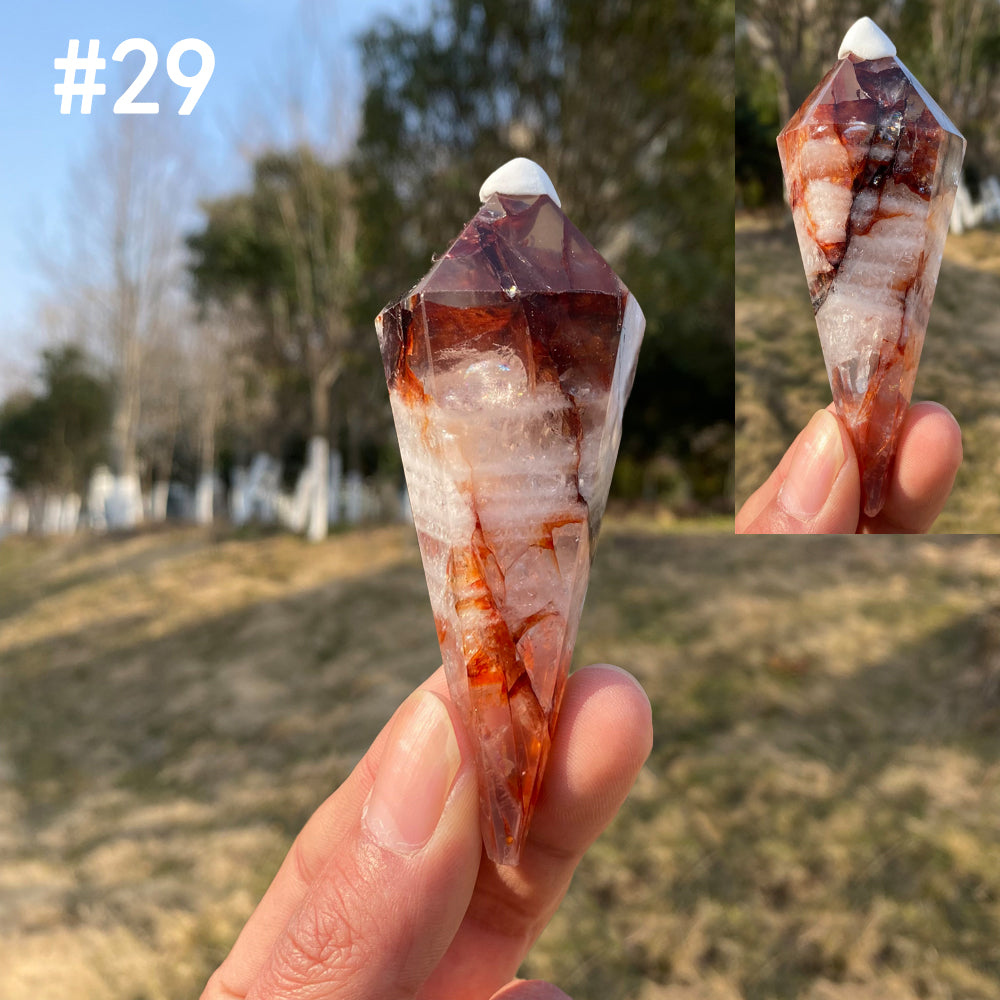 Unique,Natural Crystal Fire Quartz Wand