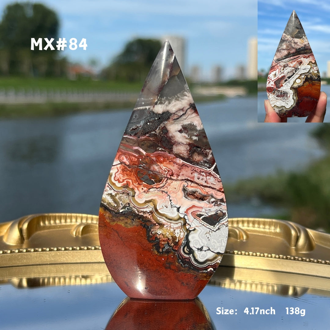 Unique, Mexican Crazy Lace Agate Teardrop