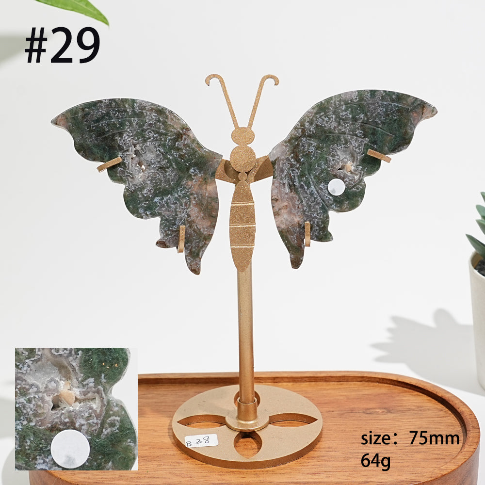 Unique,A Slightly Imperfect Natural Moss Agate Butterfly Wing Display