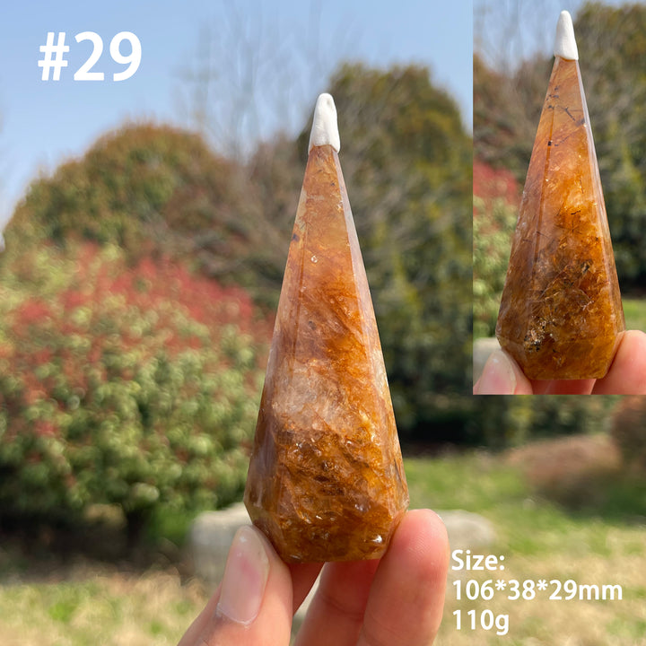 Unique,Natural Crystal Golden Healer Diamond Tower