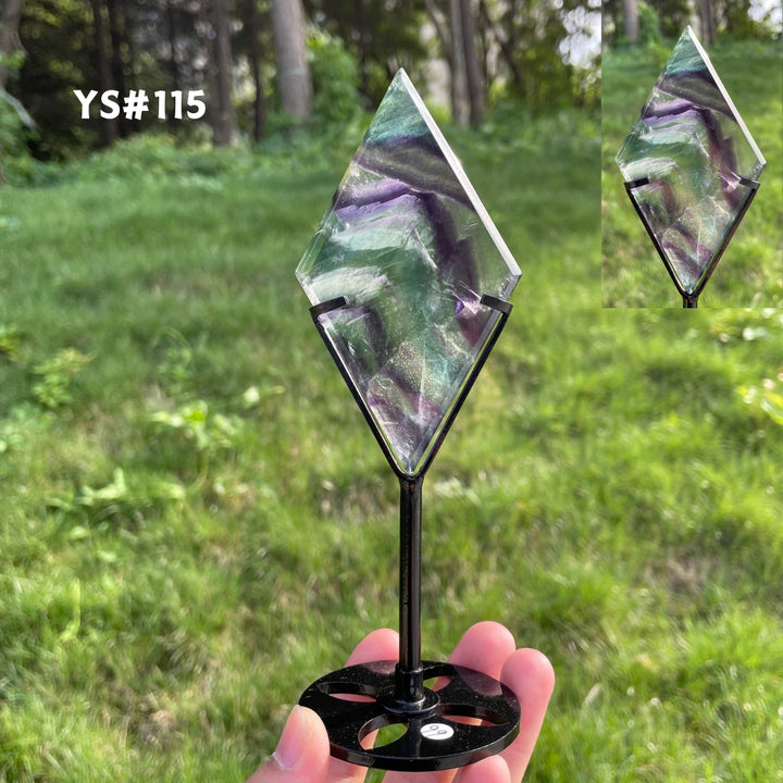 Unique,Rainbow Fluorite Diamond Slice