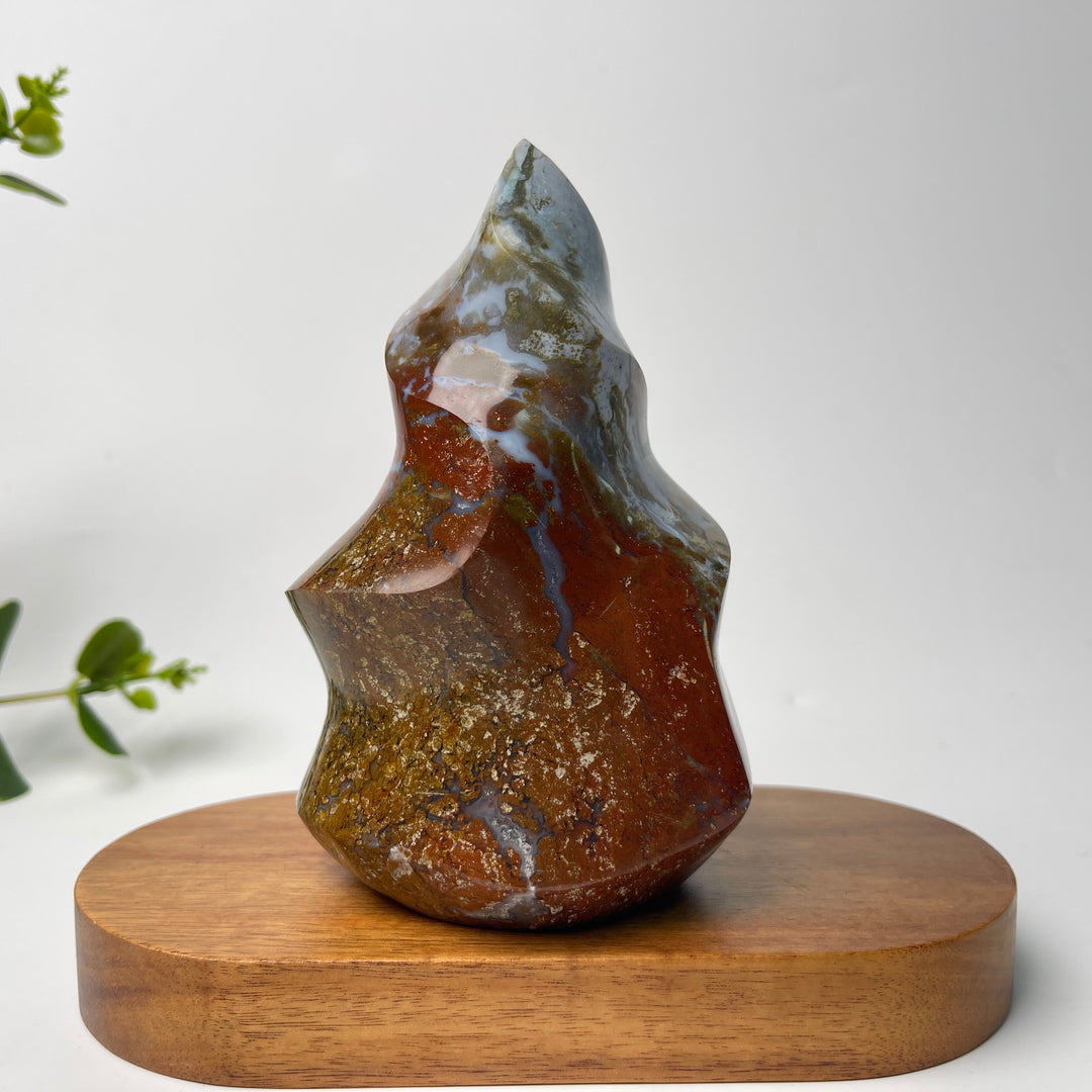 Unique,Natural Crystal Ocean Jasper Torch Flame Carving