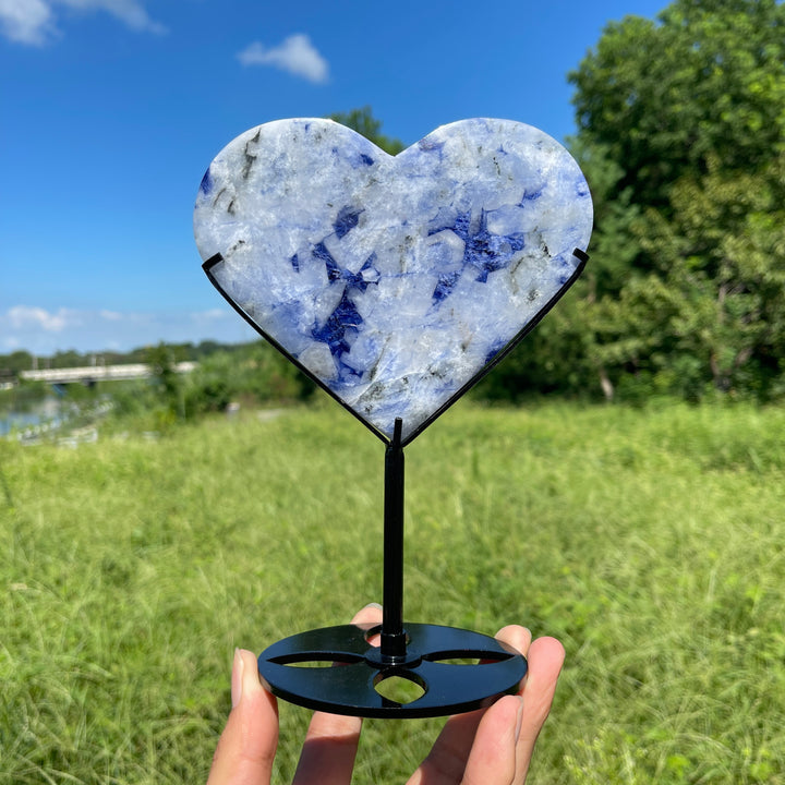 Unique,Natural Crystal Blue And White Porcelain Sodalite Heart