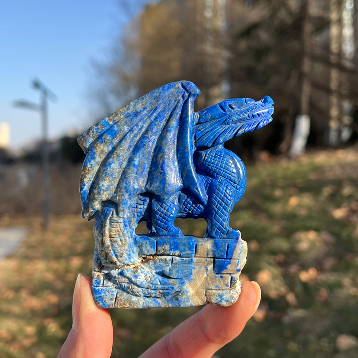 Unique,Natural Crystal Carving Lapis Lazuli Dragon