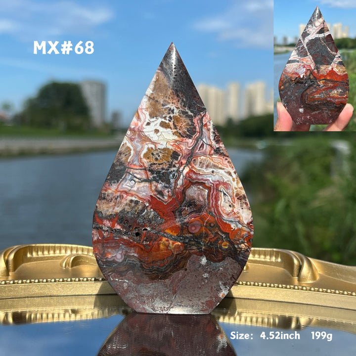 Unique, Mexican Crazy Lace Agate Teardrop