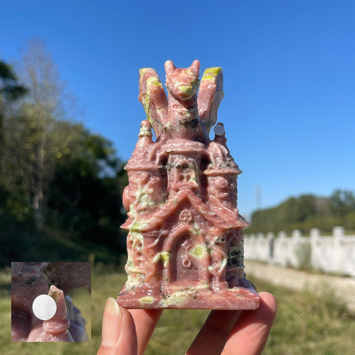 A Slightly Imperfect Natural Crystal Carving Dragon Castle