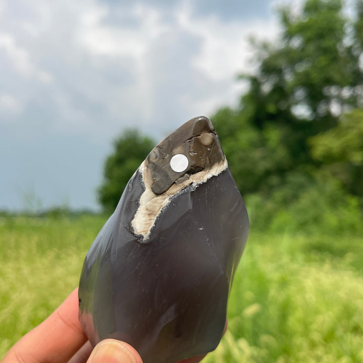 Unique,A Slightly Imperfect Natural Crystal Volcanic Agate Flame