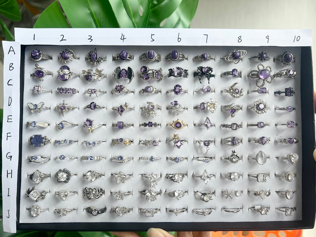 Unique,Crystal Rings-3,S925