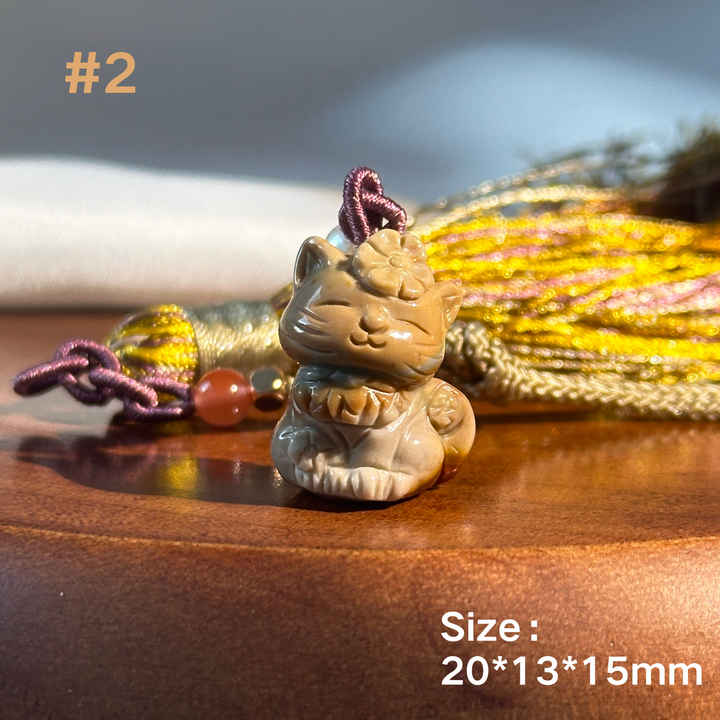 Natural Alashan Agate Cat Pendant