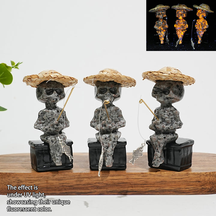Natural Crystal Straw Hat Skeleton Fisher