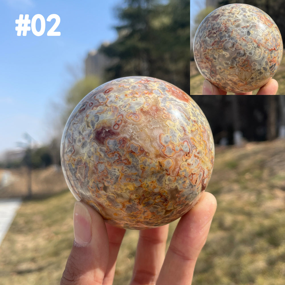 Unique,Imperfect Natural Crystal Crazy Agate Sphere