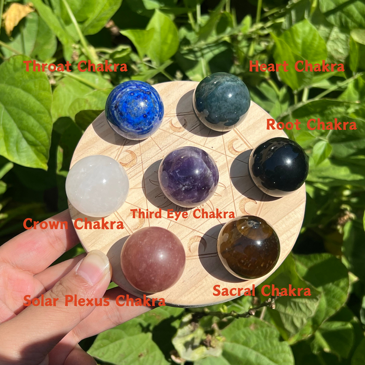 7 Chakra Spheres Set with Holder