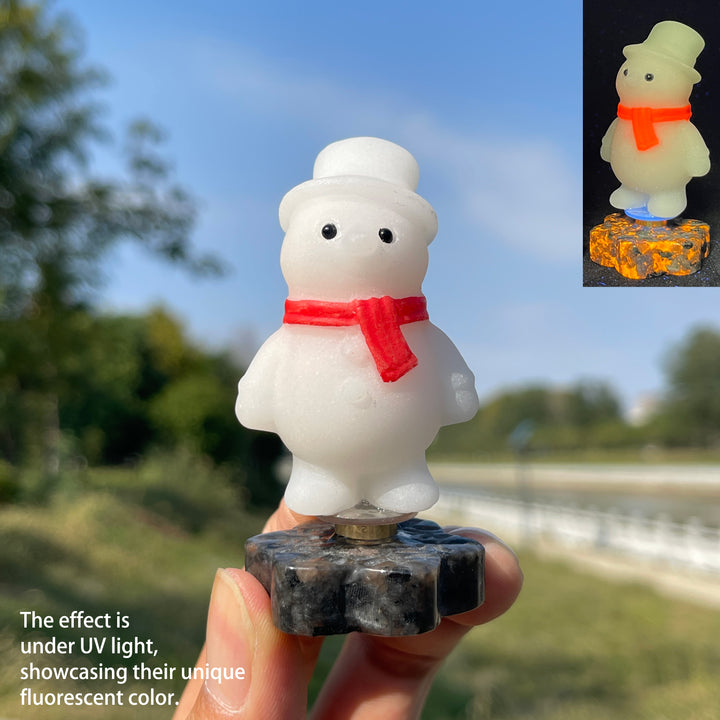 Natural Crystal Rotatable Cute Snowman