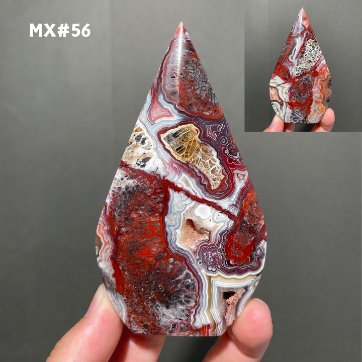 Unique, Mexican Crazy Lace Agate Teardrop