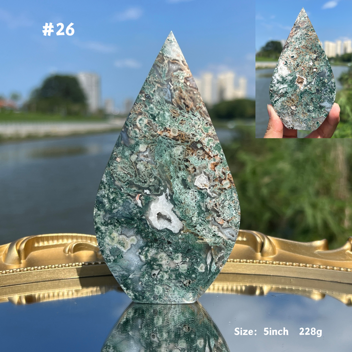 Unique,Moss Agate Teardrop