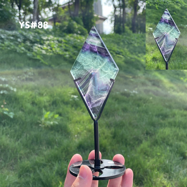 Unique,Rainbow Fluorite Diamond Slice
