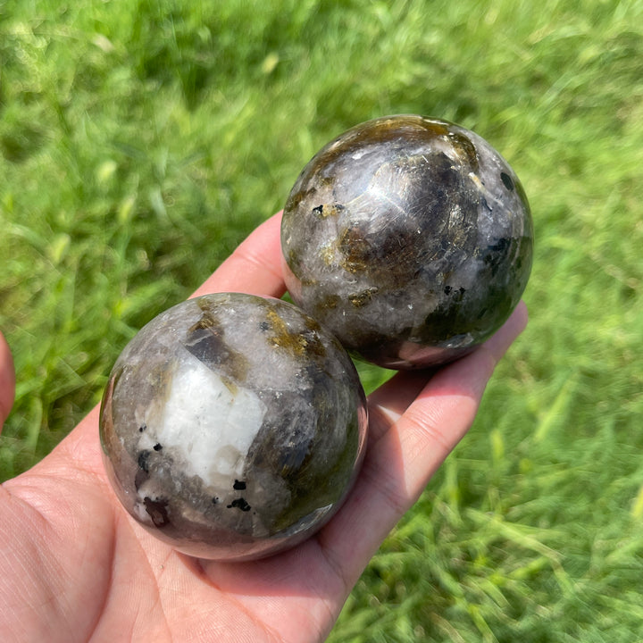 Natural Crystal Smoky Quartz With Phlogopite Sphere