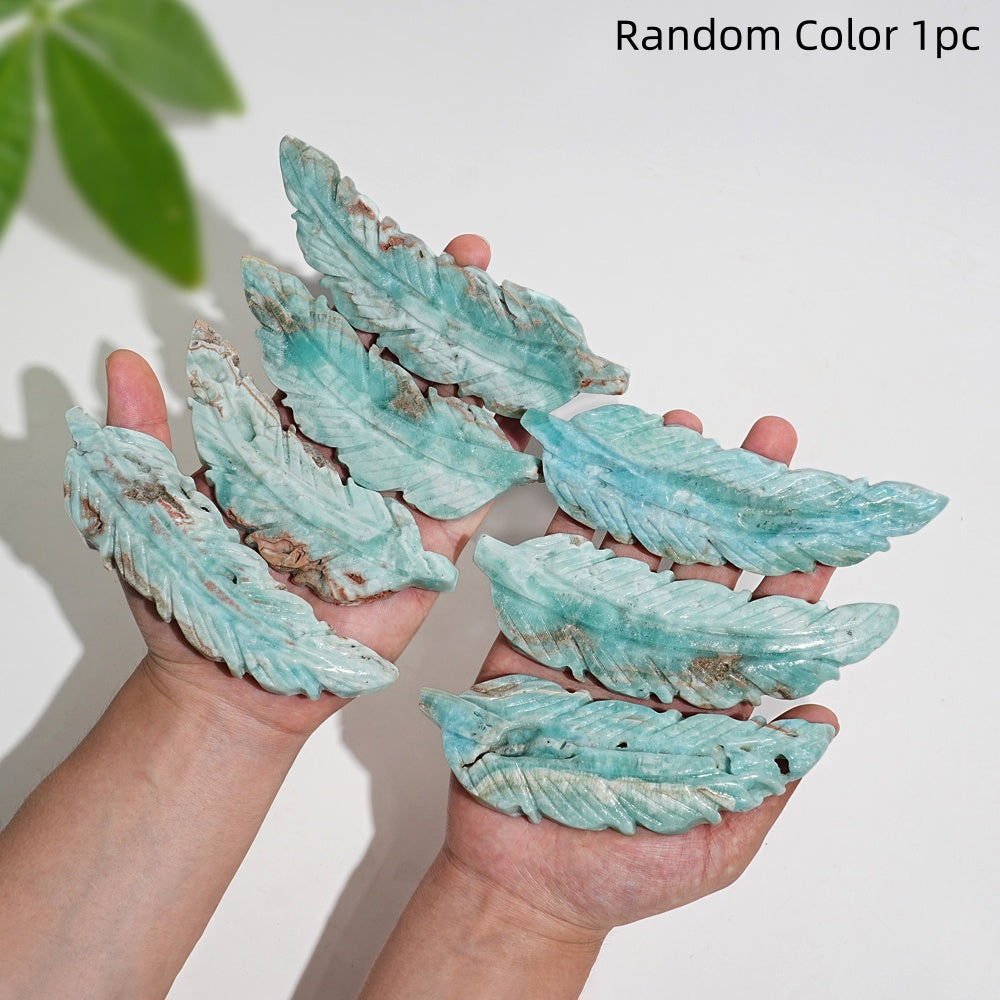 Natural Crystal Hemimorphite Feather Carving