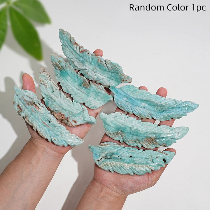 Natural Crystal Hemimorphite Feather Carving
