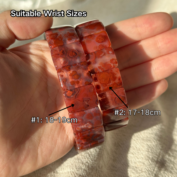 Southern Red Agate Square Bead Bracelet 6.5-7.5mm